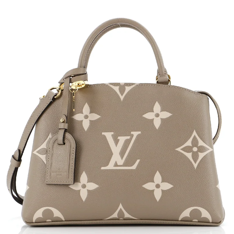 Canvas and Leather Combo Shoulder Bag in Tan for a Rustic LookPetit Palais Handbag Bicolor Monogram Empreinte Giant Canvas and Leather Combo Shoulder Bag in Tan for a Rustic LookPetit Palais Handbag Bicolor Monogram Empreinte Giant