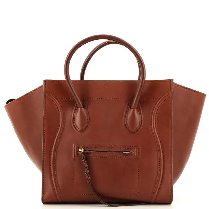 Women's Tote Bag with Detachable Pouch in Purple for Added ConveniencePhantom Bag Smooth Leather Medium