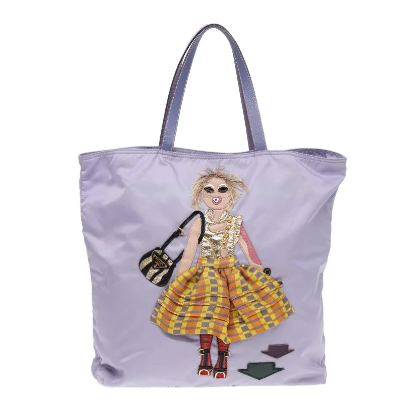 Medium - Sized Canvas Tote Bag in Navy Blue with Striped Pattern for a Nautical - Inspired LookQuilted Tote Bag in Cream with Silver Hardware for a Classic and Sophisticated StylePrada Tessuto  Synthetic Tote Bag (Pre-Owned)