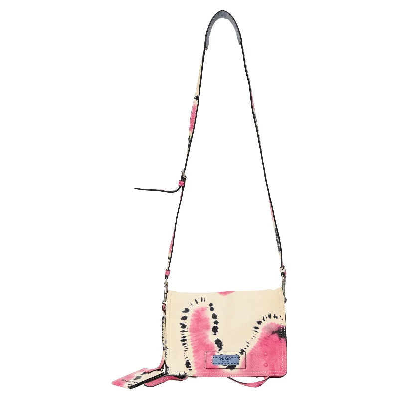 Prada Tie Dye Etiquette Shoulder Bag in Multicolor Leather