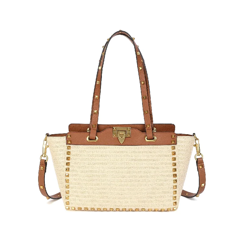 Linen Tote Bag in Natural Beige with Braided Details for a Rustic Summer EnsembleRaffia & Leather Tote Linen Tote Bag in Natural Beige with Braided Details for a Rustic Summer EnsembleRaffia & Leather Tote