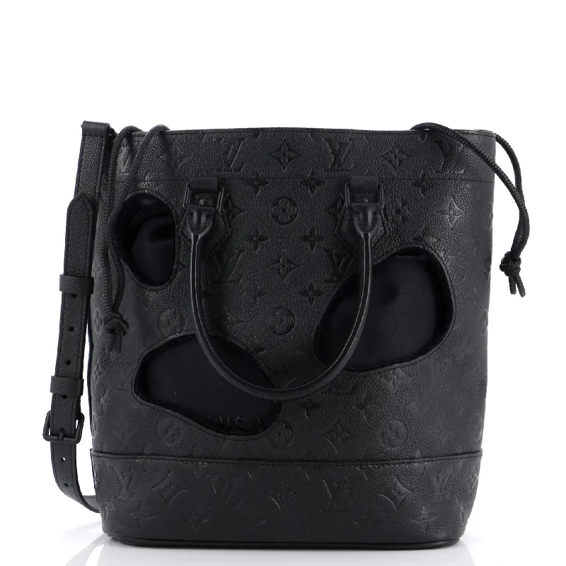 Waterproof Tote Bag in Yellow for Outdoor Activities in Wet WeatherRei Kawakubo Bag with Holes Monogram Empreinte Leather PM
