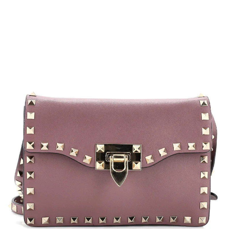 Women's Shoulder Bag with Zippered Pockets in Orange for SafetyRockstud Flip Lock Flap Bag Leather Small