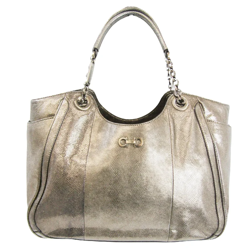 Women's Tote Bag with Inner Compartments in Gray for Organizing Everyday EssentialsSalvatore Ferragamo Sofia  Leather Tote Bag (Pre-Owned)