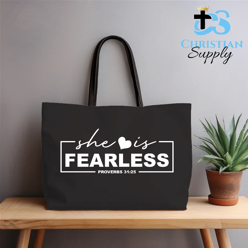 Large Capacity Genuine Leather Women's Tote Bag in Black for Work and CommutingShe is Fearless Tote Bag