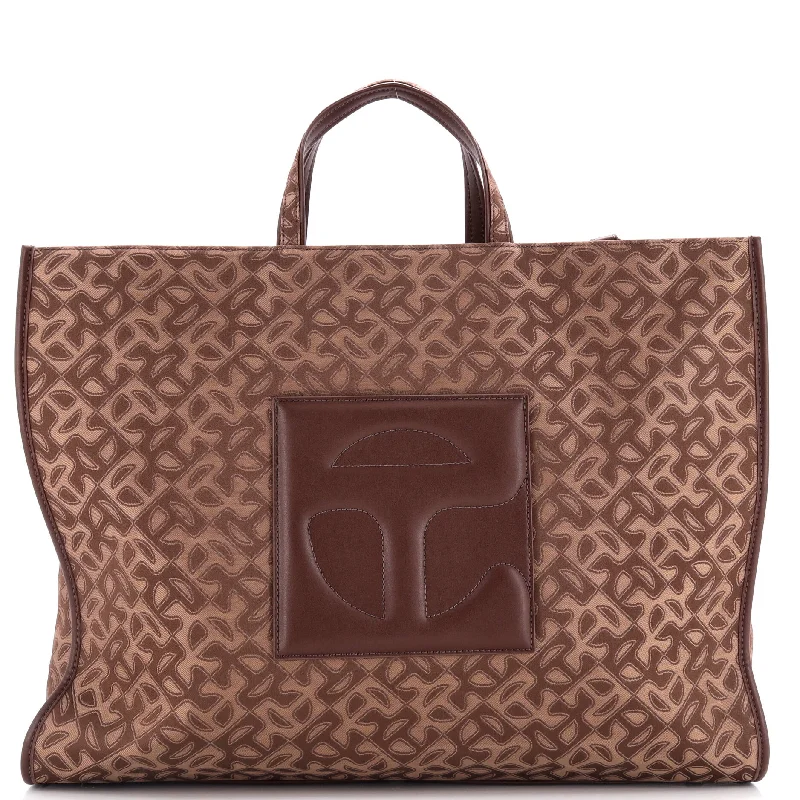Women's Tote Bag with Detachable Pouch in Purple for Added ConvenienceShopping Tote Monogram Jacquard with Faux Leather Large Women's Tote Bag with Detachable Pouch in Purple for Added ConvenienceShopping Tote Monogram Jacquard with Faux Leather Large