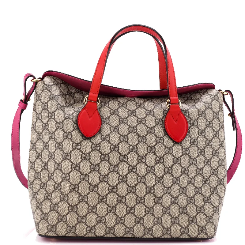 Faux Fur - Trimmed Tote Bag in White for a Cozy Winter LookSignature Fold Over Tote GG Coated Canvas Medium