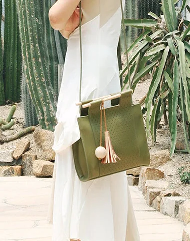 Women's Waterproof Nylon Shoulder Bag in Green for HikingSquare Leather Women Handbag Shoulder Bag Work Bag For Women
