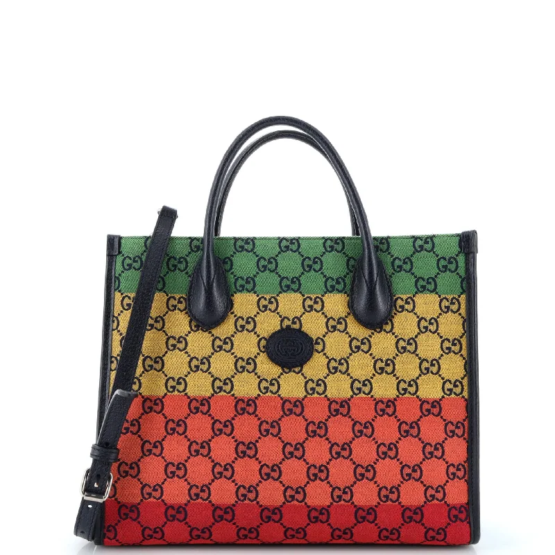 Women's Tote Bag with Magnetic Closure in Orange for Easy Access on the GoStructured Top Handle Open Tote GG Canvas Small
