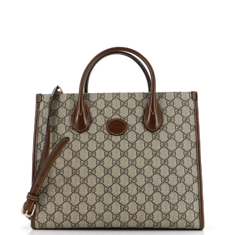 Monogrammed Tote Bag in Brown Leather with Personalized Initials for a Custom and Elegant TouchStructured Top Handle Open Tote GG Coated Canvas Small