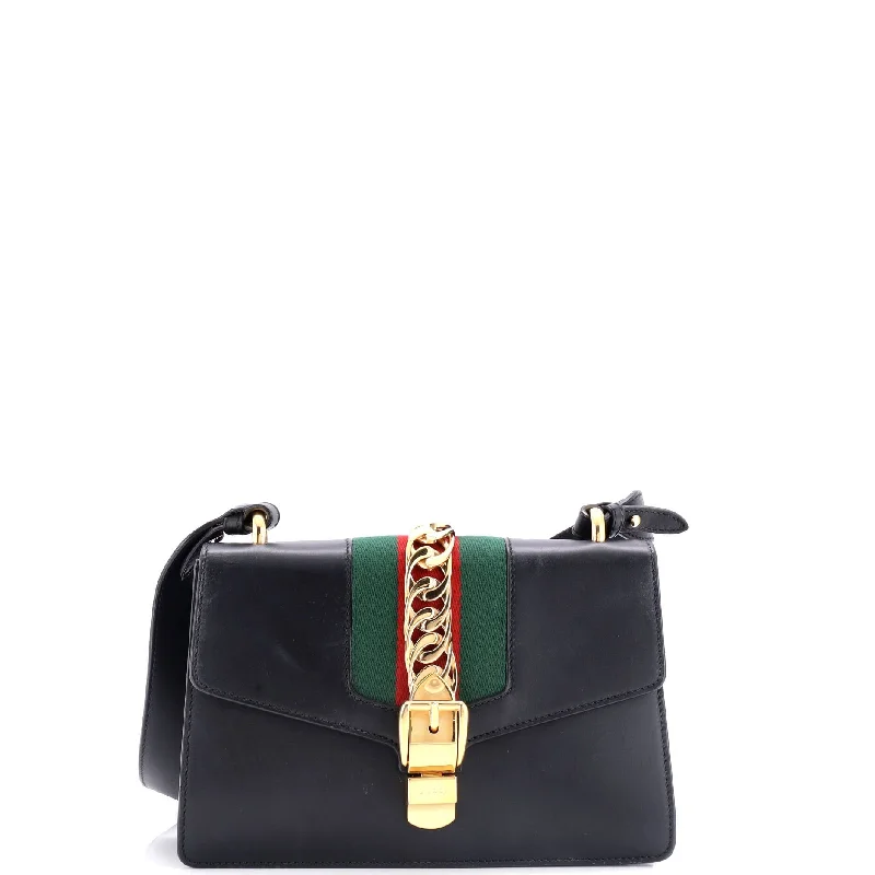 Leather Shoulder Bag with Magnetic Closure in Black for Quick AccessSylvie Shoulder Bag Leather Small