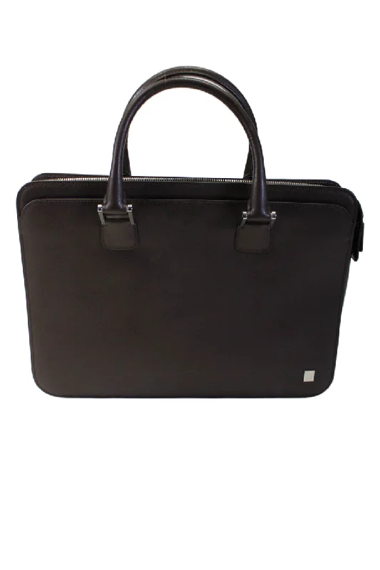 Tardini Womens Leather Silver Tone Zipper Closure Shoulder Handbag Brown