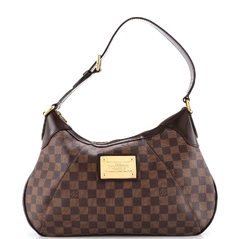 Women's Shoulder Bag with Faux Fur Strap in White for Winter StyleThames Handbag Damier GM