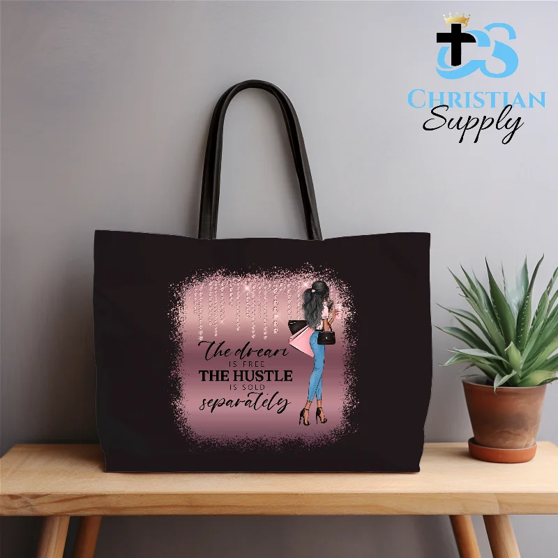 Faux Fur - Trimmed Tote Bag in White for a Cozy Winter LookThe Dream is Free the Hustle is Sold Separately Tote Bag