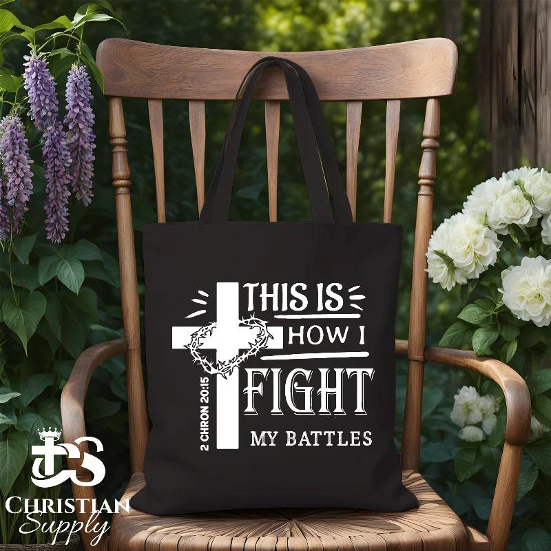 Women's Tote Bag with Detachable Pouch in Purple for Added ConvenienceThis is How I Fight My Battles Tote Bag