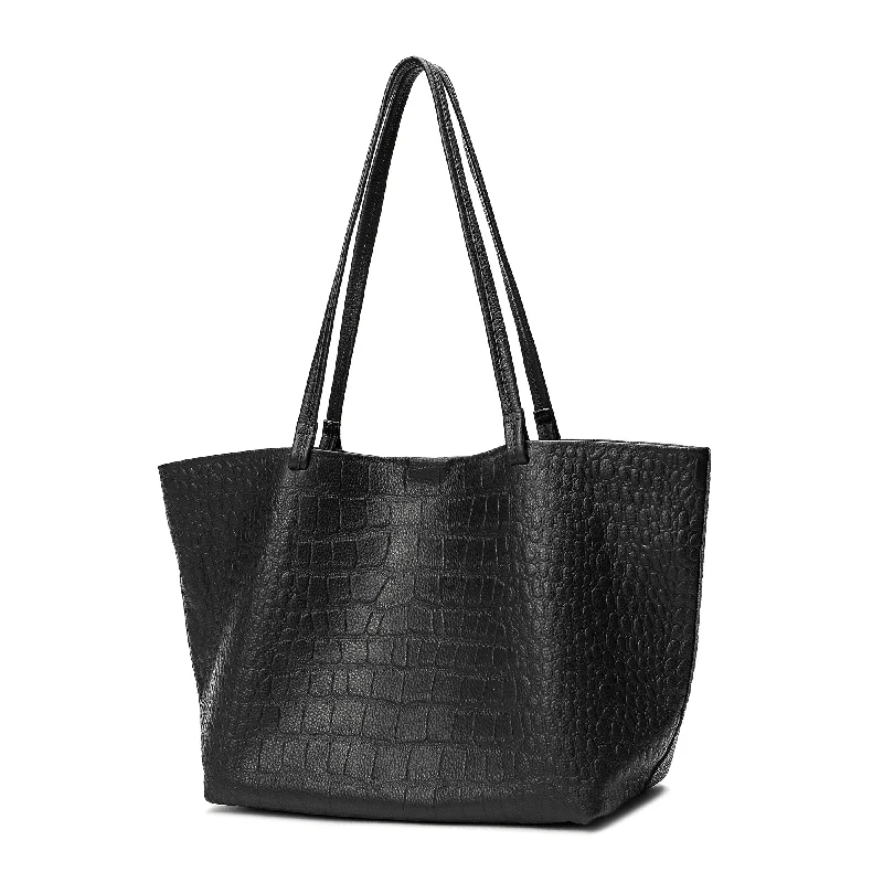 Shoulder Bag with Geometric Pattern in Multicolor for a Contemporary StyleTiffany & Fred Embossed  Croco Full-Grain Leather