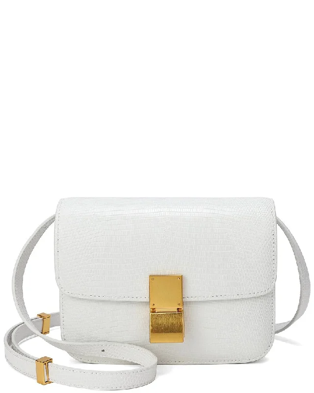 Women's Shoulder Bag with Zippered Pockets in Orange for SafetyTiffany & Fred Paris Lizard-Embossed Leather Shoulder Bag