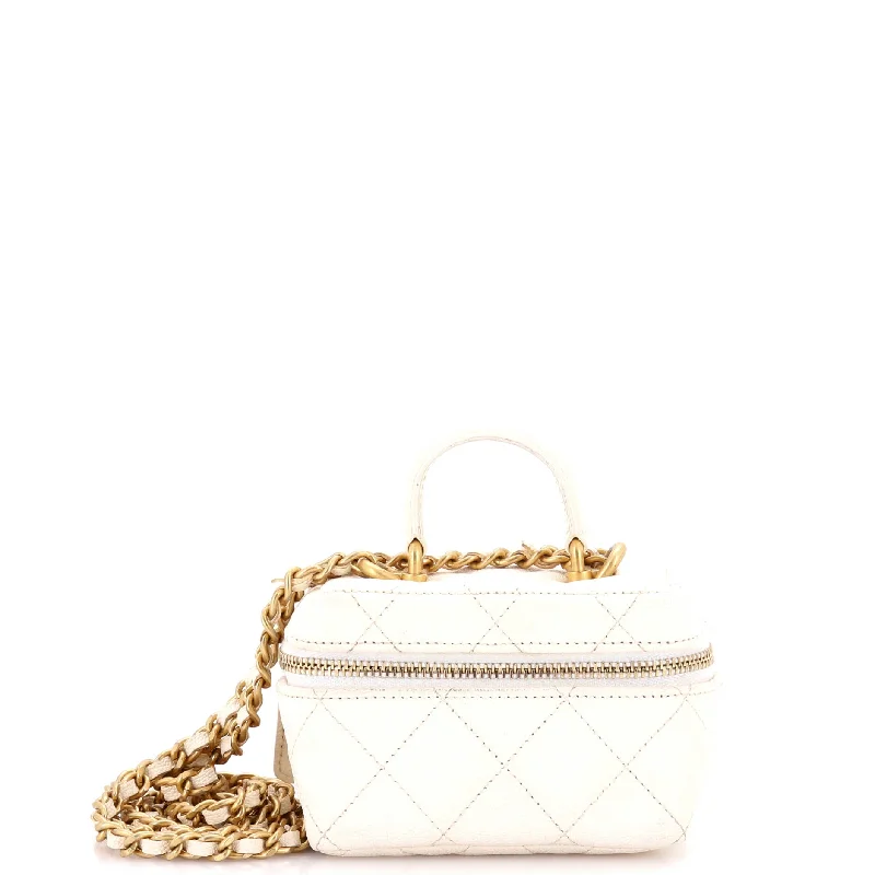 Shoulder Bag with Geometric Pattern in Multicolor for a Contemporary StyleTop Handle Zip Around Vanity Case with Chain Quilted Caviar Mini