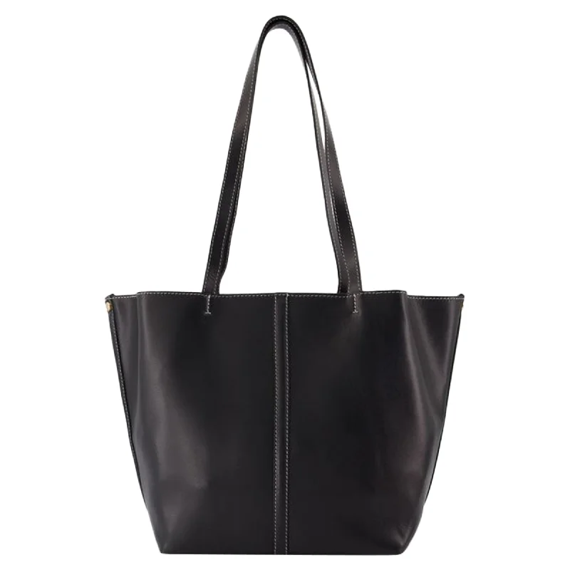 Women's Tote Bag with Zipper Closure in Red for Secure StorageTote Pm Shopper Bag - Vanessa Bruno - Leather - Black