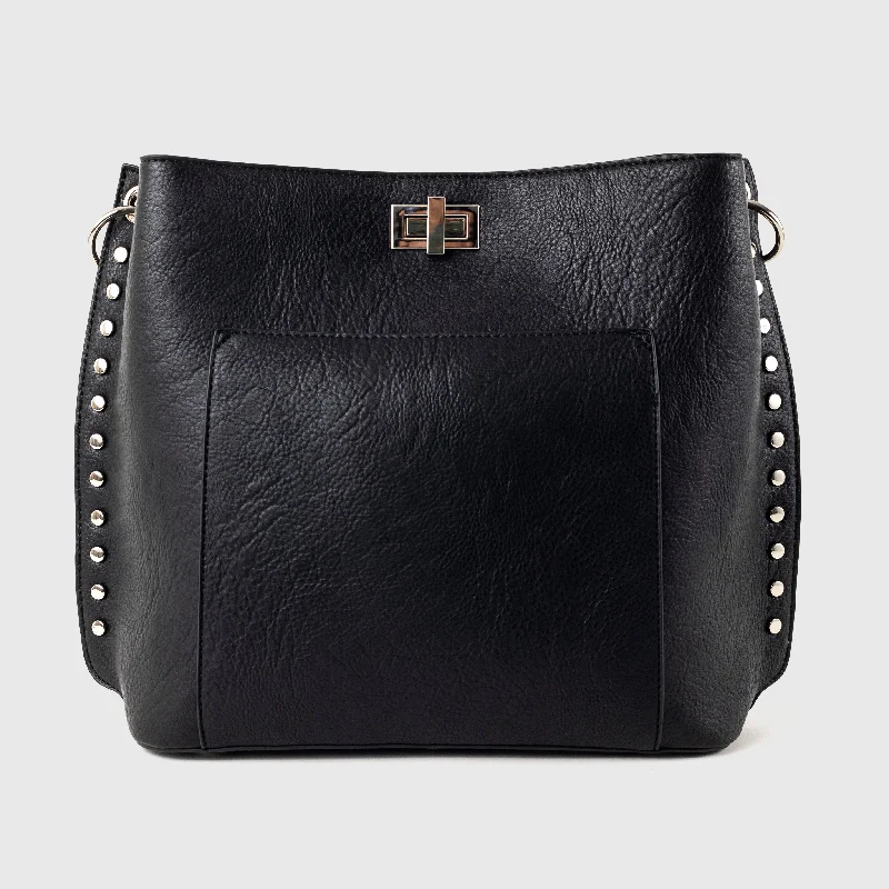 Quilted Tote Bag in Cream with Silver Hardware for a Classic and Sophisticated StyleTriangle Tote - Black