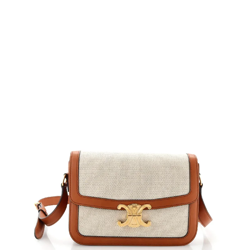 Women's Waterproof Nylon Shoulder Bag in Green for HikingTriomphe Shoulder Bag Canvas with Leather Medium