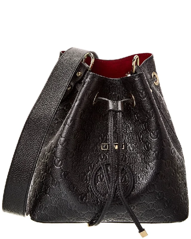 Leather Shoulder Bag with Magnetic Closure in Black for Quick AccessValentino by Mario Valentino Callie Medallion Leather Shoulder Bag