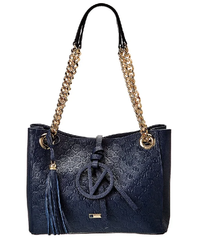 Crossbody Shoulder Bag in Black Leather with Gold Hardware for Night OutsValentino by Mario Valentino Luisa Medallion Leather Shoulder Bag