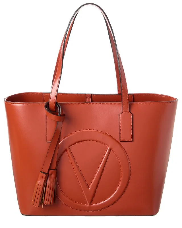 Women's Tote Bag with Magnetic Closure in Orange for Easy Access on the GoValentino by Mario Valentino Soho Broderie Leather Tote