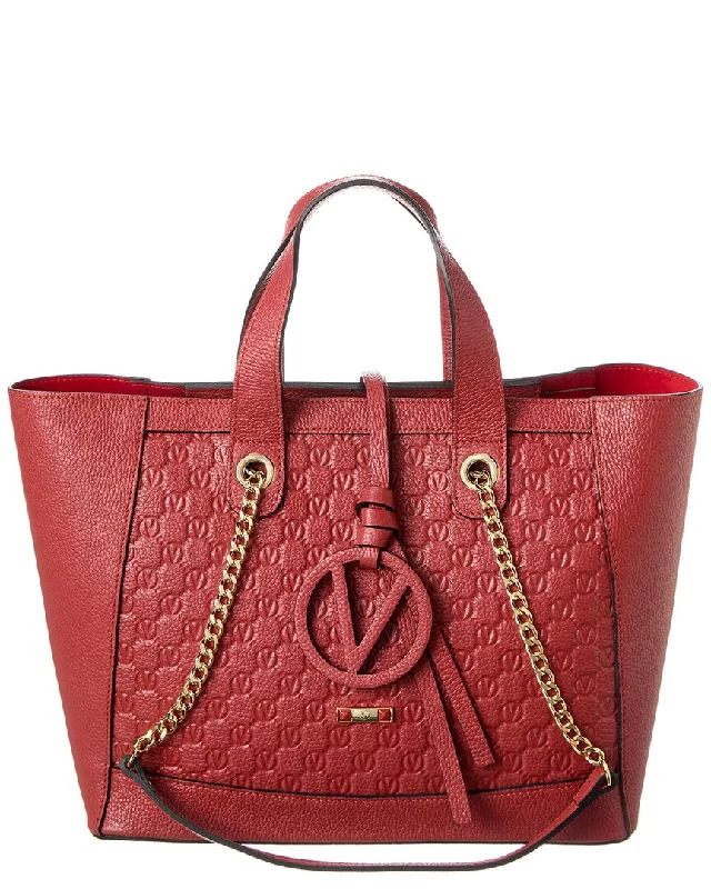 Patchwork Tote Bag in Denim with Vintage - Inspired Designs for a Retro AppealValentino by Mario Valentino Sophie Medallion Leather Tote