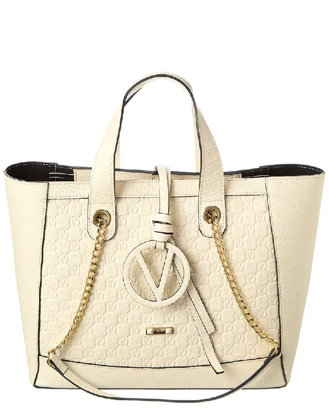 Women's Tote Bag with Inner Compartments in Gray for Organizing Everyday EssentialsValentino by Mario Valentino Sophie Medallion Leather Tote