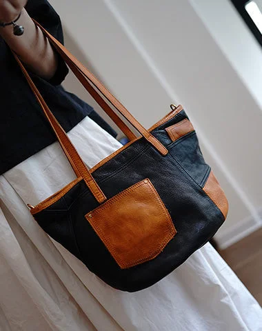Women's Printed Tote Bag in Floral Patterns for a Spring - Themed Shopping TripVintage Black Leather Stitching Style Shoulder Tote Women Tote Handbag for Women Women's Printed Tote Bag in Floral Patterns for a Spring - Themed Shopping TripVintage Black Leather Stitching Style Shoulder Tote Women Tote Handbag for Women