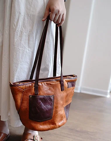 Tote Bag with RFID - Blocking Pocket in Black for Protecting Your Cards and InformationVintage Brown Leather Stitching Style Shoulder Tote Women Tote Handbag for Women Tote Bag with RFID - Blocking Pocket in Black for Protecting Your Cards and InformationVintage Brown Leather Stitching Style Shoulder Tote Women Tote Handbag for Women