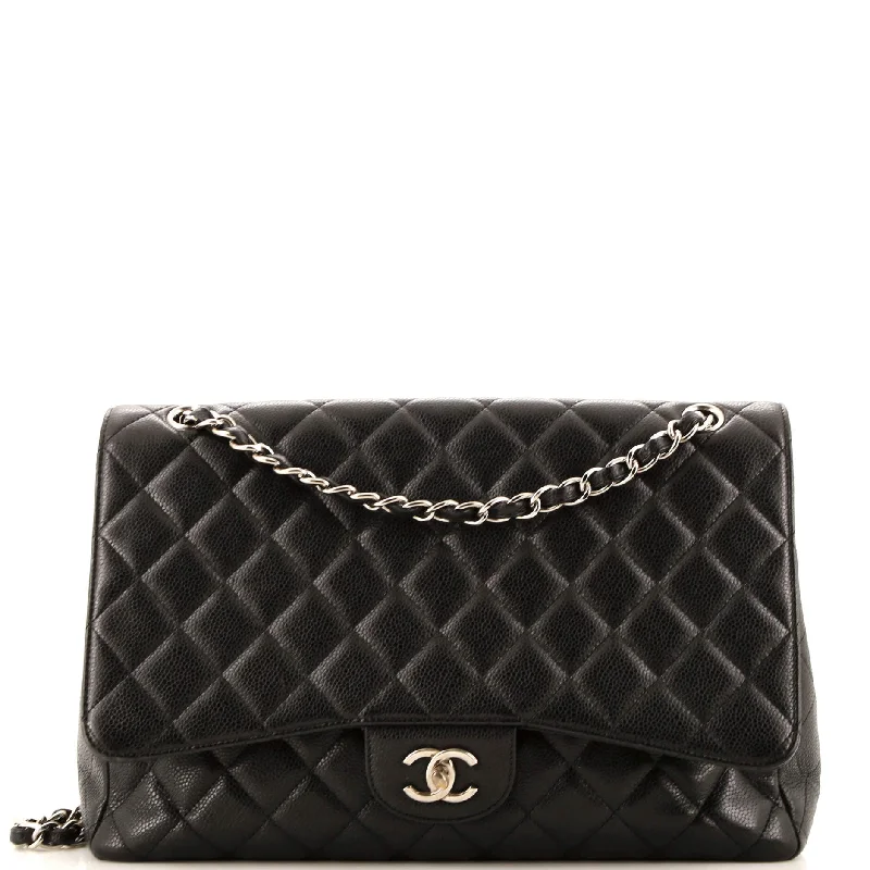 Pvc Shoulder Bag in Clear with Glitter for a Fun and Modern LookVintage Classic Single Flap Bag Quilted Caviar Maxi
