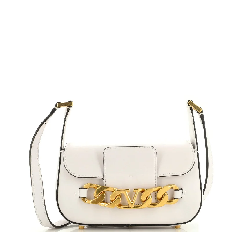 Vegan Leather Shoulder Bag in Gray for Ethical Fashion LoversVLogo Chain Flap Shoulder Bag Leather Small
