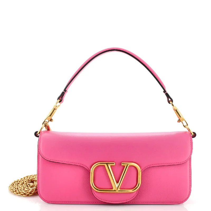 Women's Shoulder Bag with Adjustable Strap in Pink for ComfortVLogo Loco Flap Shoulder Bag Leather Medium Women's Shoulder Bag with Adjustable Strap in Pink for ComfortVLogo Loco Flap Shoulder Bag Leather Medium