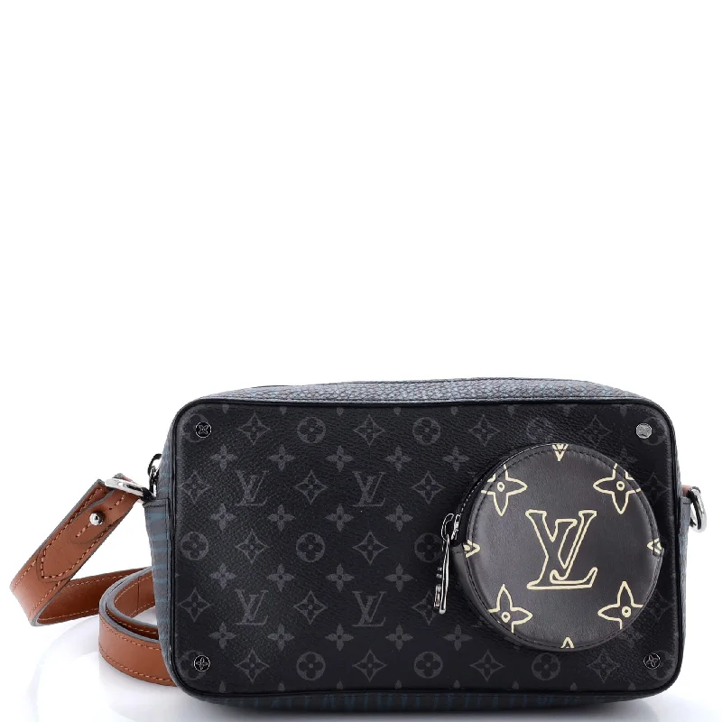 Canvas and Leather Combo Shoulder Bag in Tan for a Rustic LookVolga On Strap Bag Monogram Eclipse Canvas with Monogram Leather