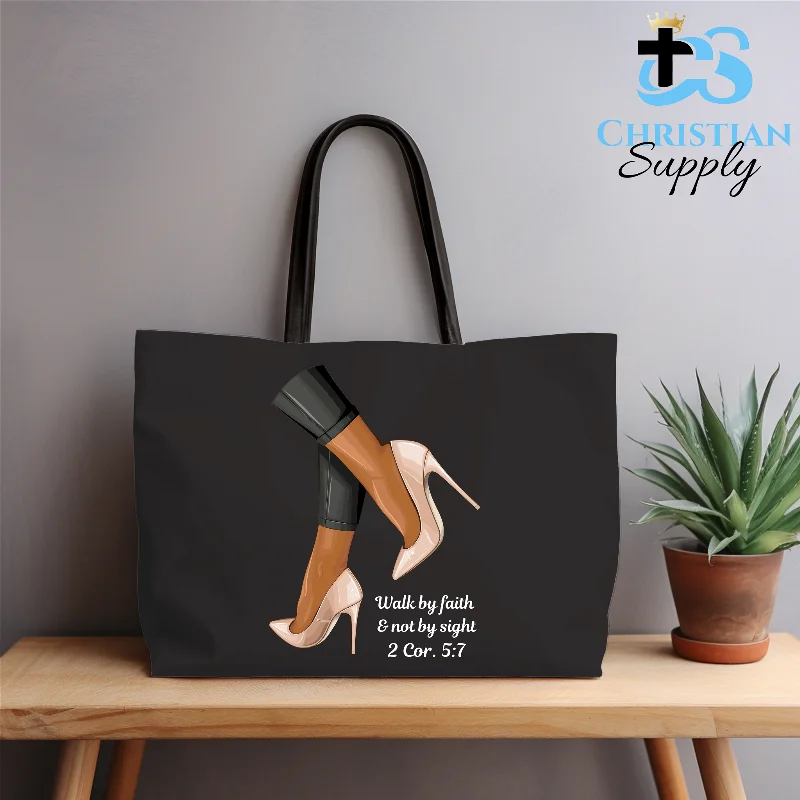 Women's Tote Bag with Zipper Closure in Red for Secure StorageWalk by Faith & Not by Sight Heel 2 Tote Bag