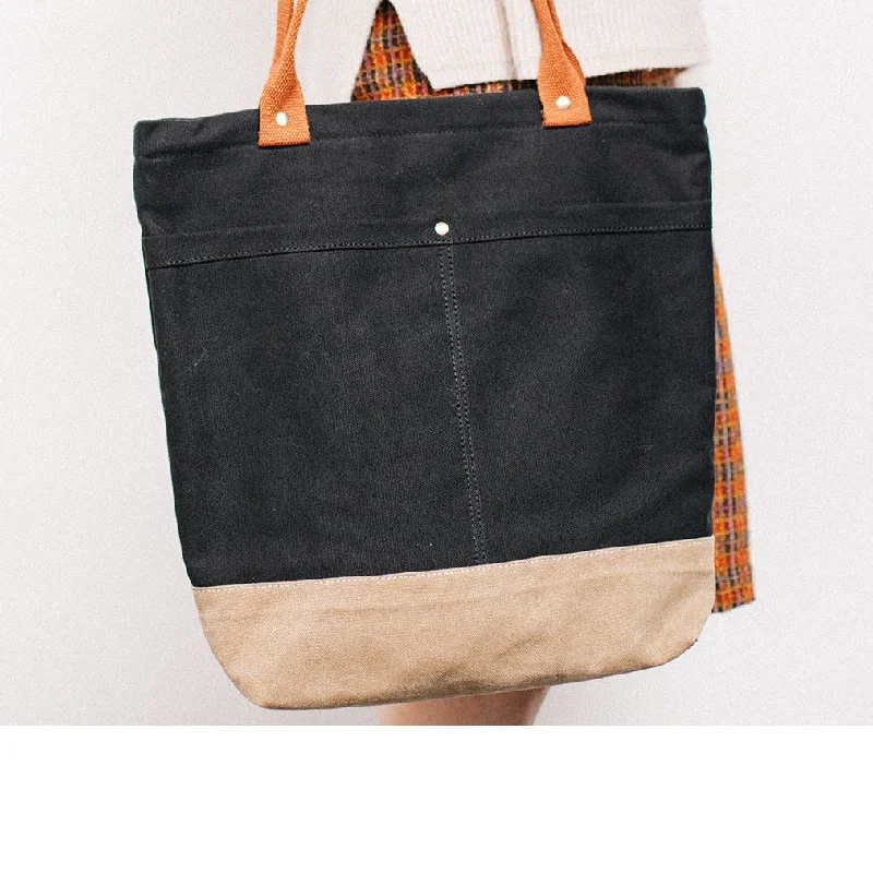 Tote Bag with Adjustable Shoulder Strap in Olive Green for Comfortable CarryingWomen Black&Khaki Canvas Shopper Tote Bags Canvas Tote Shoulder Bag Handbag for Men
