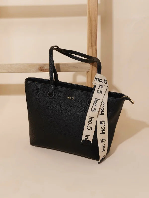 Patchwork Tote Bag in Denim with Vintage - Inspired Designs for a Retro AppealWomen Black Textured Structured Tote Bag Patchwork Tote Bag in Denim with Vintage - Inspired Designs for a Retro AppealWomen Black Textured Structured Tote Bag