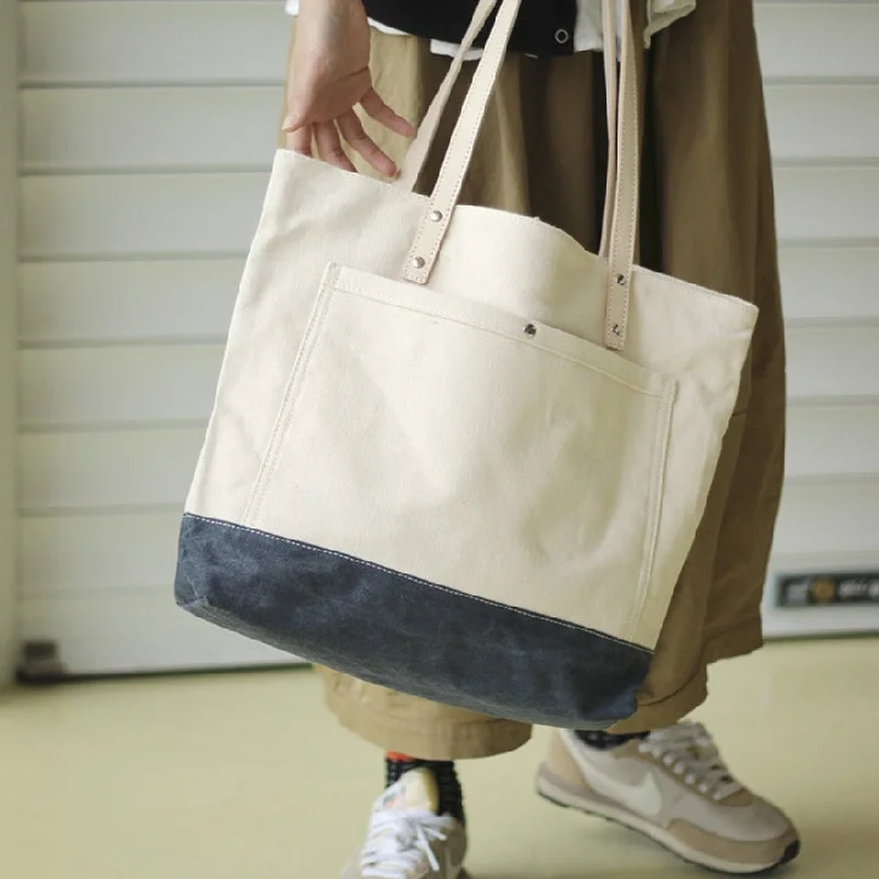 Linen Tote Bag in Natural Beige with Braided Details for a Rustic Summer EnsembleWomen White Beige&Navy Canvas Shopper Tote Bags Canvas Tote Shoulder Bag Handbag for Mens