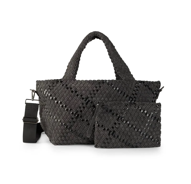Monogrammed Tote Bag in Brown Leather with Personalized Initials for a Custom and Elegant TouchWomen's Tote Bag with Magnetic Closure in Orange for Easy Access on the GoWomen's Bobbi Woven Tote Bag In Edge - Black Denim