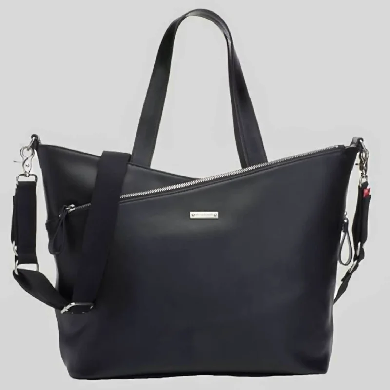 Linen Tote Bag in Natural Beige with Braided Details for a Rustic Summer EnsembleWomen's Lucinda Tote Diaper Bag In Black Leather