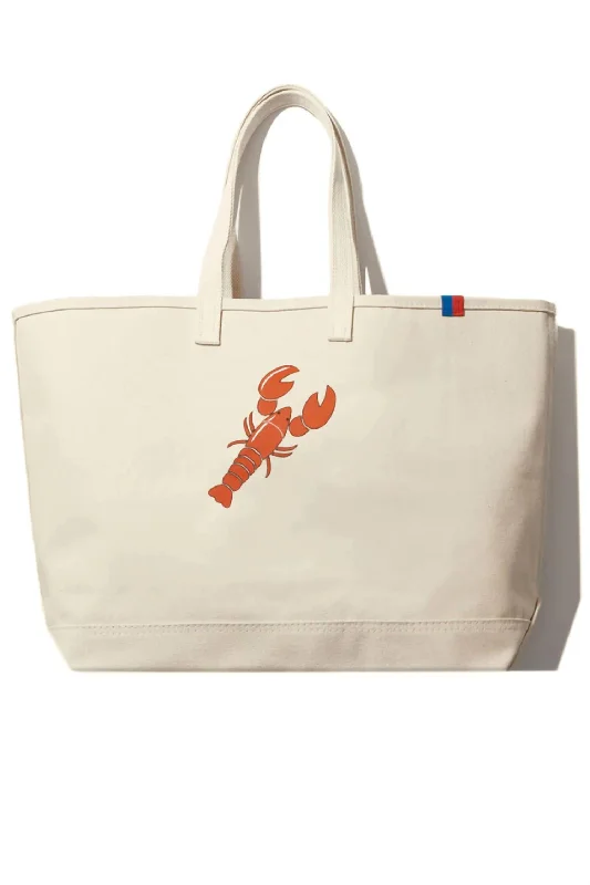 Oversized Jute Tote Bag in Natural Color with Rope Handles for a Beach VacationWomen's Over The Shoulder Lobster Tote Bag In Canvas