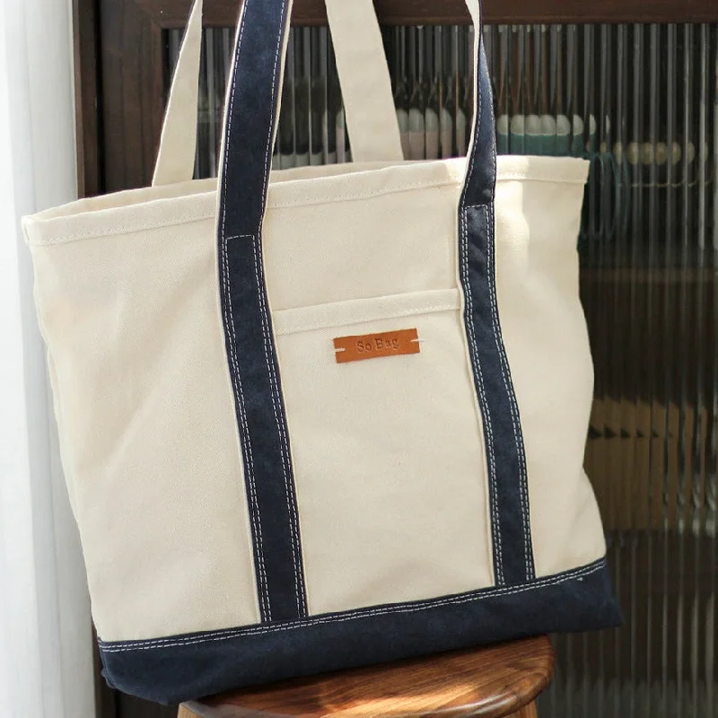 Women's Tote Bag with Zipper Closure in Red for Secure StorageWomens White&Blue Canvas Stachel Tote Bag Canvas Tote Shoulder Bags Handbag for Women