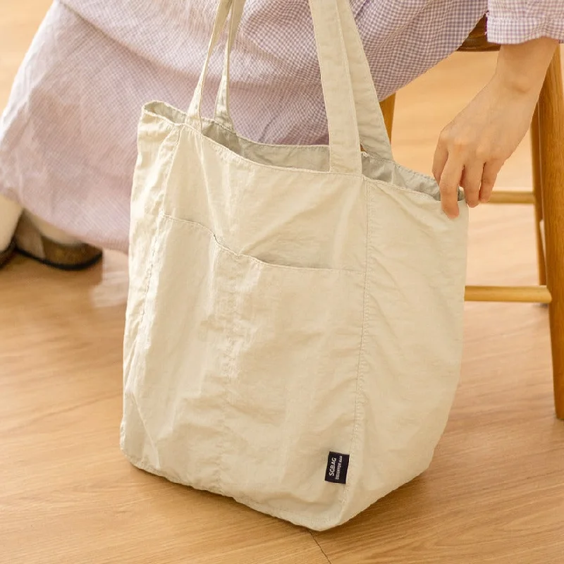 Tote Bag with RFID - Blocking Pocket in Black for Protecting Your Cards and InformationWomens White Nylon Huge Tote Bag Minimalist Nylon Shoulder Tote Messenger Bag for Women