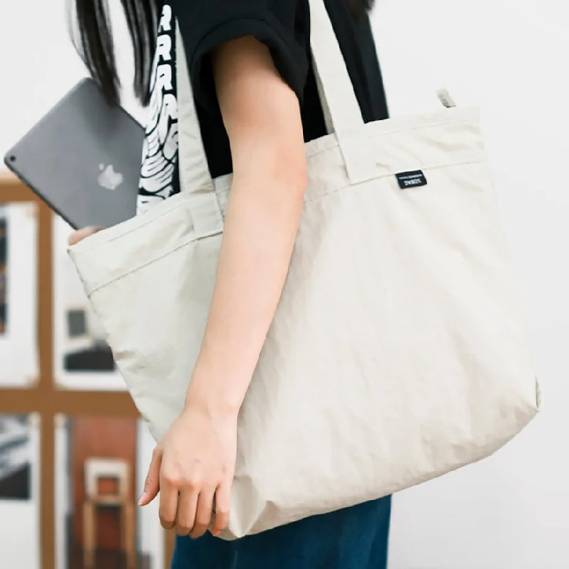 Women's Tote Bag with Detachable Pouch in Purple for Added ConvenienceWomens White Nylon Stachel Tote Bag Minimalist Nylon Tote Shoulder Bags Handbag for Women