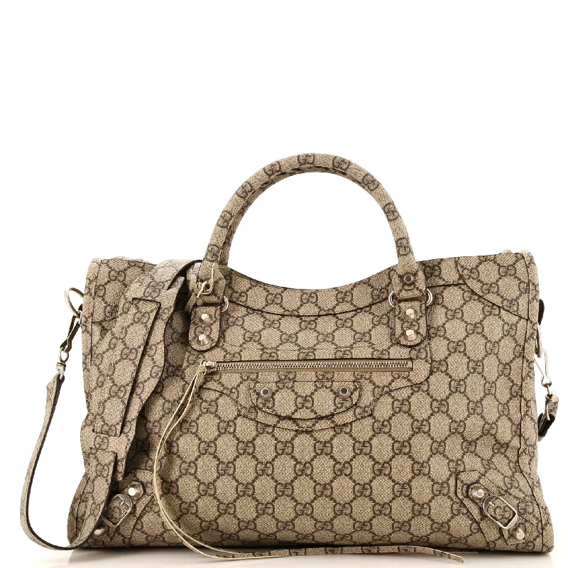 Shoulder Bag with Geometric Pattern in Multicolor for a Contemporary Stylex Balenciaga The Hacker Project Neo Classic City Bag GG Coated Canvas Medium Shoulder Bag with Geometric Pattern in Multicolor for a Contemporary Stylex Balenciaga The Hacker Project Neo Classic City Bag GG Coated Canvas Medium