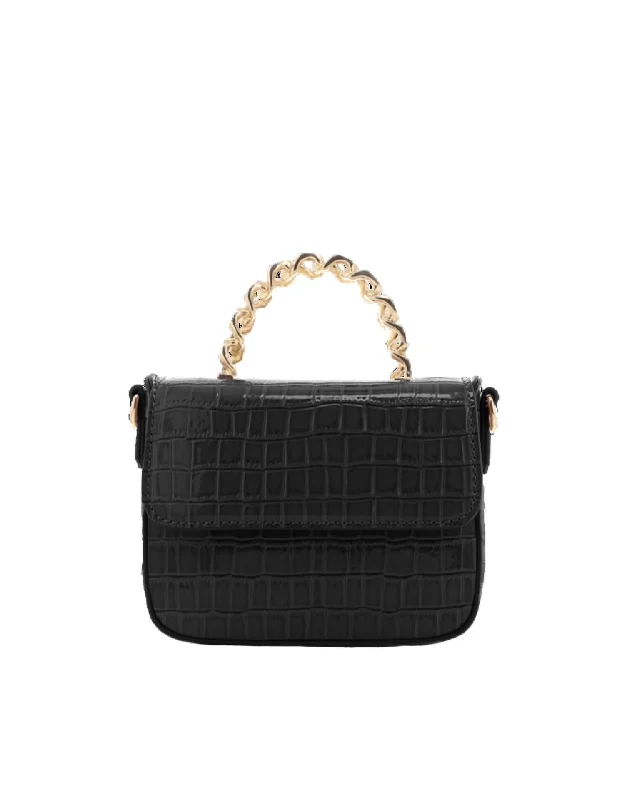 Leather - Trimmed Denim Crossbody Bag in Blue for a Vintage - Inspired LookAllaiah Handle Bag In Black