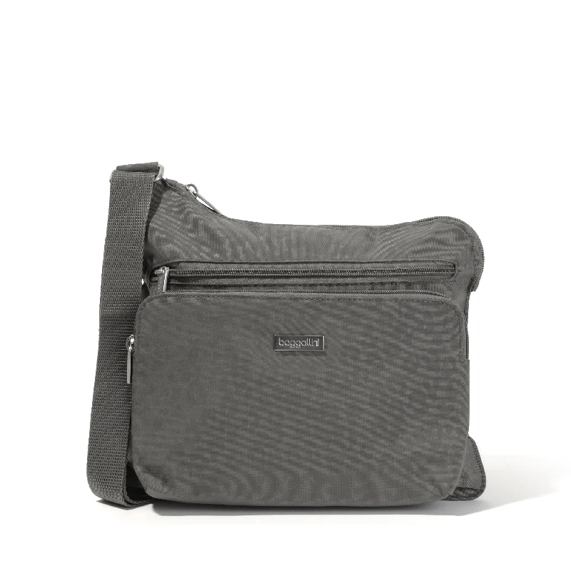 Women's Crossbody Bag with Multiple Compartments in Gray for Organized Daily Usebaggallini HP Bagg MM Women's Crossbody Bag with Multiple Compartments in Gray for Organized Daily Usebaggallini HP Bagg MM