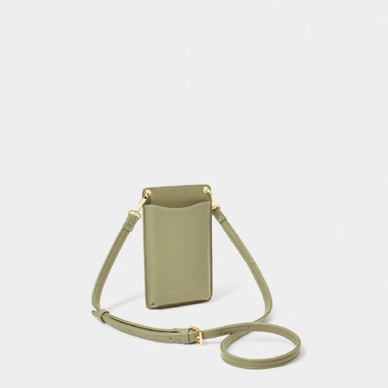 Women's Mini Crossbody Bag in Pink Velvet with Rhinestone Accents for Girls' Nights OutBea Cellphone Crossbody Bag In Olive